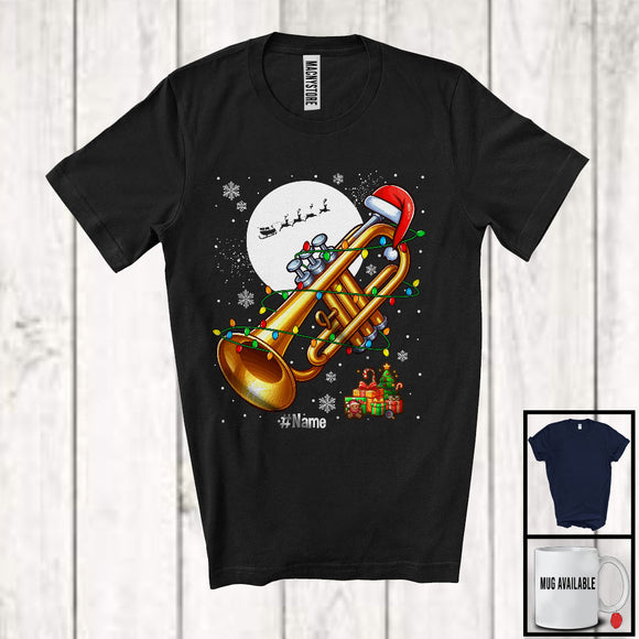 MacnyStore - Personalized Santa Trumpet; Amazing Christmas Lights Custom Name Musical Instruments Player T-Shirt