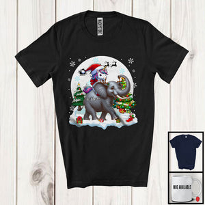 MacnyStore - Personalized Santa Unicorn Riding Elephant Reindeer; Awesome Christmas Custom Name Elephant T-Shirt