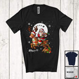 MacnyStore - Personalized Santa With Flute Riding Reindeer; Joyful Christmas Custom Name Musical Instruments T-Shirt