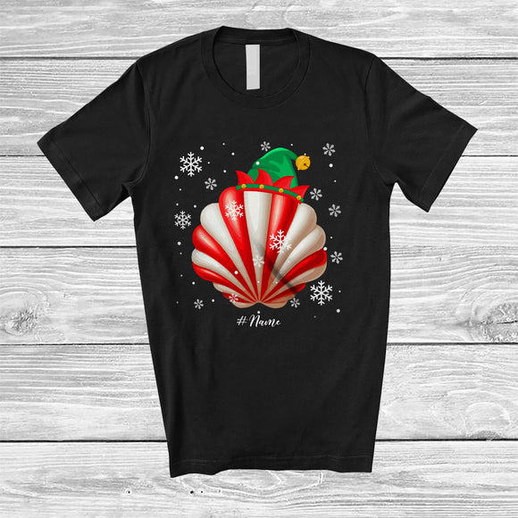 MacnyStore - Personalized Scallop Candy Canes Cosplay; Lovely Christmas Custom Name Elf Scallop; Sea Animal T-Shirt