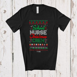 MacnyStore - Personalized School Nurse Christmas Crew; Joyful Sweater Custom Name School Nurse Squad T-Shirt