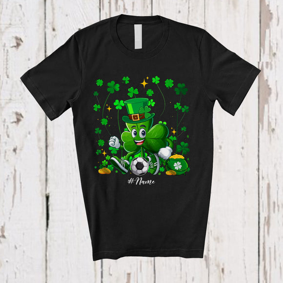 MacnyStore - Personalized Shamrock Playing Soccer; Amazing St. Patrick's Day Custom Name Sport Player T-Shirt