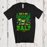 MacnyStore - Personalized She's My Drunker Half; Joyful St. Patrick's Day 3 Glasses Drinking; Custom Name Couple T-Shirt