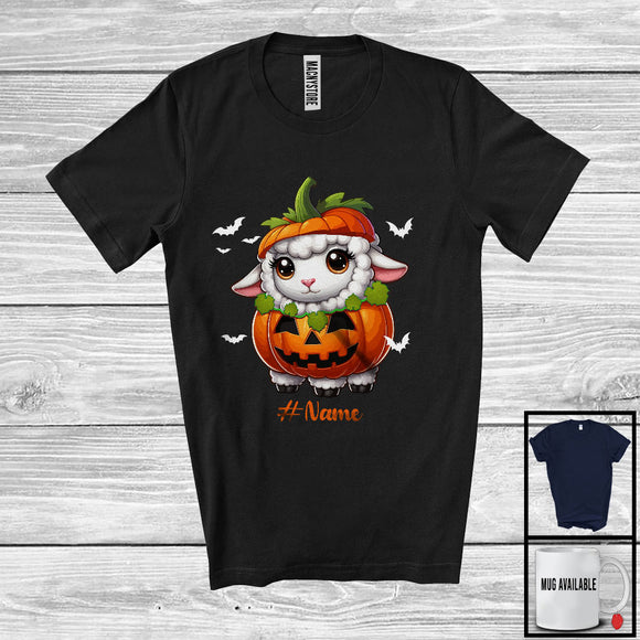 MacnyStore - Personalized Sheep Pumpkin Cosplay; Humorous Halloween Custom Name Sheep; Farm Animal T-Shirt