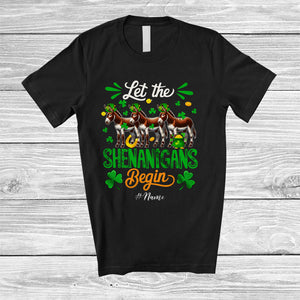 MacnyStore - Personalized Shenanigans Begin; Amusing St. Patrick's Day Custom Name Three Donkeys Leprechaun T-Shirt