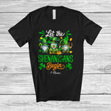 MacnyStore - Personalized Shenanigans Begin; Amusing St. Patrick's Day Custom Name Three Gnomes Leprechaun T-Shirt