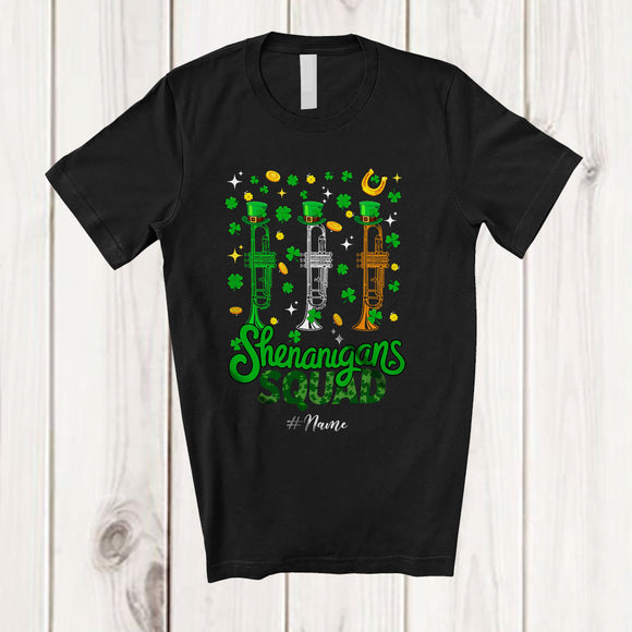 MacnyStore - Personalized Shenanigans Squad; Happy St. Patrick's Day Three Trumpets Custom Name Player T-Shirt