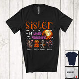 MacnyStore - Personalized Sister Of Little Monsters; Creepy Halloween Family Custom Name Group T-Shirt