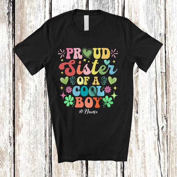 MacnyStore - Personalized Sister Of a Cool Boy; Joyful Mother's Day Hearts; Brother Custom Name Family T-Shirt