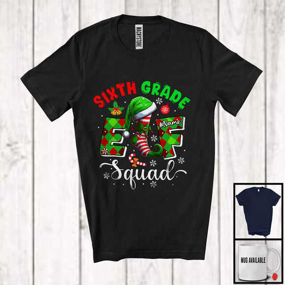 MacnyStore - Personalized Sixth Grade Elf Squad; Merry Christmas Custom Name Teacher Students; X-mas T-Shirt