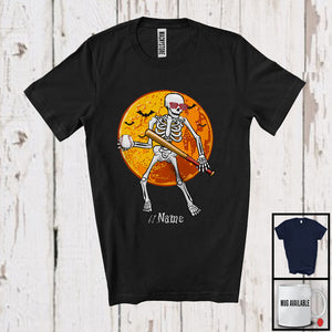 MacnyStore - Personalized Skeleton Playing Baseball, Scary Halloween Custom Name Baseball Player, Sport T-Shirt