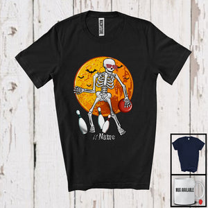 MacnyStore - Personalized Skeleton Playing Bowling, Scary Halloween Custom Name Bowling Player, Sport T-Shirt