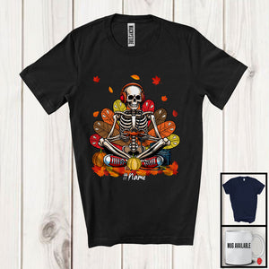 MacnyStore - Personalized Skeleton Video Gaming; Joyful Thanksgiving Skeleton Turkey; Custom Name Gamer T-Shirt