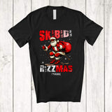 MacnyStore - Personalized Skibidi Rizzmas; Joyful Christmas Custom Name Santa Playing Ski Skiing; Family T-Shirt