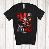 MacnyStore - Personalized Skibidi Rizzmas; Joyful Christmas Custom Name Santa Playing Snowboard; Family T-Shirt