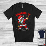 MacnyStore - Personalized Sleighin' It; Sarcastic Christmas Lights Dabbing Santa; Custom Name Family T-Shirt