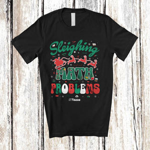 MacnyStore - Personalized Sleighing Math Problems; Joyful Christmas Santa Sleigh; Custom Name Teacher T-Shirt