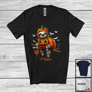 MacnyStore - Personalized Sloth Pumpkin Cosplay; Humorous Halloween Custom Name Sloth; Animal T-Shirt