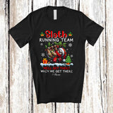 MacnyStore - Personalized Sloth Running Team; Lovely Christmas Santa Sloth Custom Name Runner T-Shirt