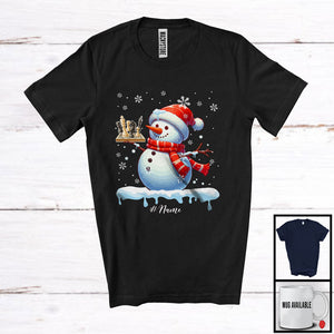 MacnyStore - Personalized Snowman Playing Chess; Fantastic Christmas Custom Name Chess Player; Sport T-Shirt