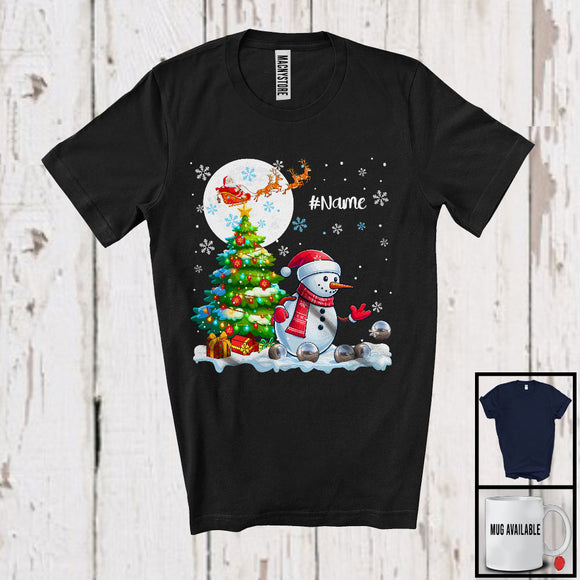 MacnyStore - Personalized Snowman Playing Petanque Team; Joyful Christmas Custom Name Sport Player T-Shirt