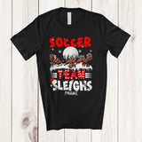 MacnyStore - Personalized Soccer Team Sleighs; Joyful Christmas Santa Sled Reindeer; Custom Name Sport Player T-Shirt