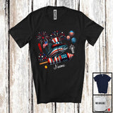 MacnyStore - Personalized Sockeye Salmon Riding Firecracker, Lovely 4th Of July USA Flag Custom Name, Fish Sea Animal T-Shirt