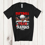 MacnyStore - Personalized Softball Team Sleighs; Joyful Christmas Santa Sled Reindeer; Custom Name Sport Player T-Shirt