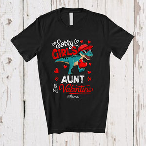 MacnyStore - Personalized Sorry Girls Aunt Is My Valentine; Joyful Custom Name T-Rex Boys; Hearts Family T-Shirt