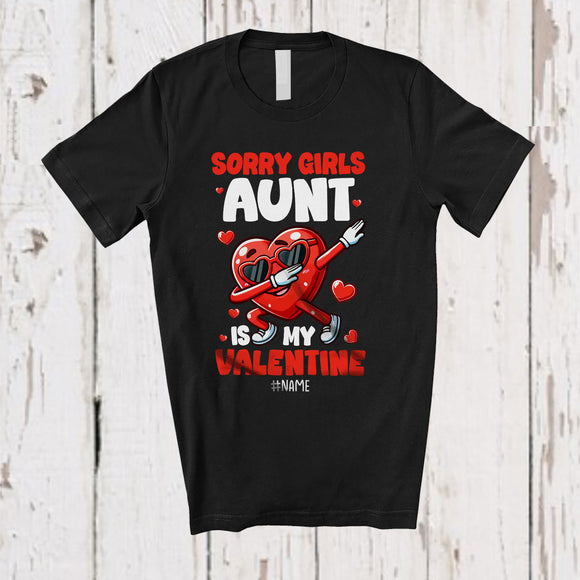 MacnyStore - Personalized Sorry Girls Aunt Is My Valentine; Lovely Dabbing Heart; Custom Name Boy Family T-Shirt