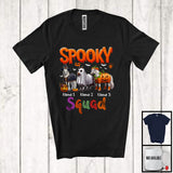 MacnyStore - Personalized Spooky Squad; Horror Halloween Custom Name Three Horse Witch Boo Ghost T-Shirt