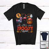 MacnyStore - Personalized Spooky Squad, Lovely Halloween Three Witch Ghost Boo Flamingo, Animal Pumpkin T-Shirt