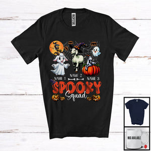 MacnyStore - Personalized Spooky Squad, Lovely Halloween Three Witch Ghost Boo Goat, Farm Farmer Pumpkin T-Shirt