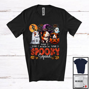 MacnyStore - Personalized Spooky Squad, Lovely Halloween Three Witch Ghost Boo Guinea Pig, Animal Pumpkin T-Shirt