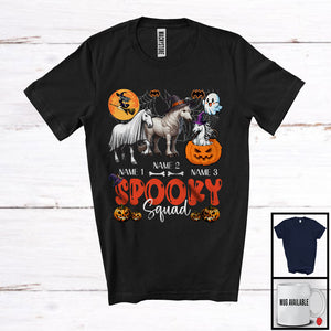 MacnyStore - Personalized Spooky Squad, Lovely Halloween Three Witch Ghost Boo Horse, Farm Farmer Pumpkin T-Shirt