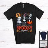 MacnyStore - Personalized Spooky Squad, Lovely Halloween Three Witch Ghost Boo Panda, Animal Pumpkin T-Shirt