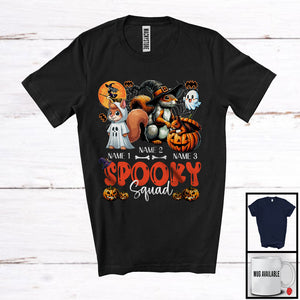 MacnyStore - Personalized Spooky Squad, Lovely Halloween Three Witch Ghost Boo Squirrel, Animal Pumpkin T-Shirt