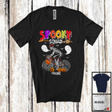 MacnyStore - Personalized Spooky Squad; Scary Halloween Skeleton Riding Bicycle; Custom Name Biker T-Shirt