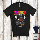 MacnyStore - Personalized Spooky Squad; Scary Halloween Skeleton Riding Dirt Bike; Custom Name Biker T-Shirt