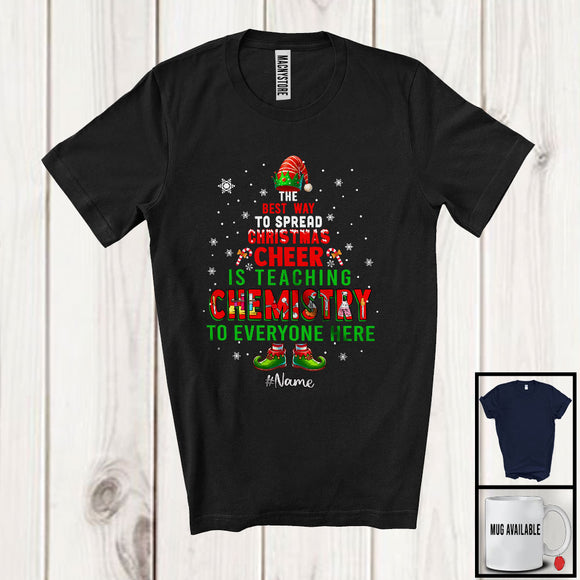 MacnyStore - Personalized Spread Christmas Cheer Is Teaching Chemistry; Joyful Custom Name Chemistry Teacher T-Shirt