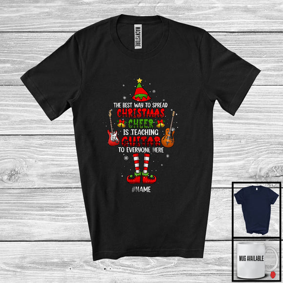 MacnyStore - Personalized Spread Christmas Cheer Is Teaching Guitar; Amusing Elf; Custom Name Teacher T-Shirt