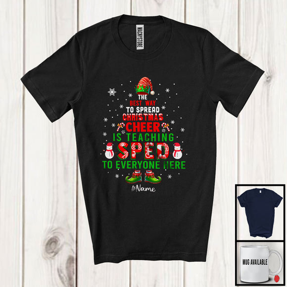 MacnyStore - Personalized Spread Christmas Cheer Is Teaching SPED; Joyful Custom Name SPED Teacher T-Shirt