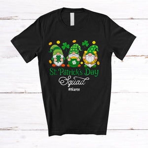 MacnyStore - Personalized St. Patrick's Day Squad; Adorable Custom Name Gnomes Gnomies; Irish Shamrocks T-Shirt