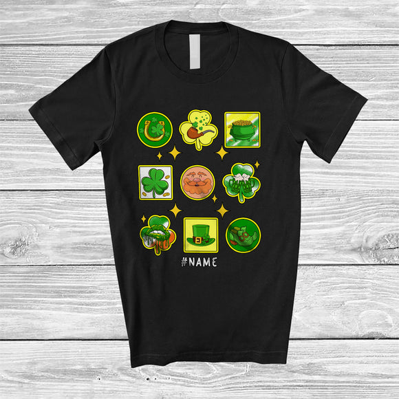 MacnyStore - Personalized St. Patrick's Day Symbols Collection Items; Lovely Custom Name Irish Lucky Family T-Shirt