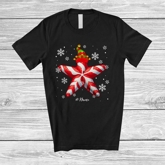 MacnyStore - Personalized Starfish Candy Canes Cosplay; Lovely Christmas Custom Name Elf Starfish; Sea Animal T-Shirt