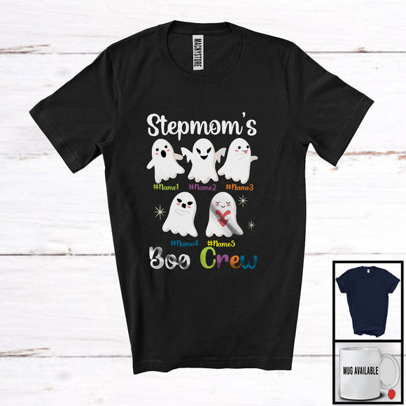 MacnyStore - Personalized Stepmom's Boo Crew, Adorable Halloween Custom Name Grandkids, Ghost Family T-Shirt