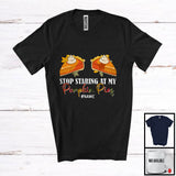 MacnyStore - Personalized Stop Staring At My Pumpkin Pies; Lovely Thanksgiving Chest; Custom Name Girls Family T-Shirt