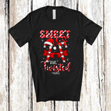 MacnyStore - Personalized Sweet But Twisted; Joyful Christmas Candy Canes; Custom Name Adult Couple T-Shirt