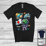 MacnyStore - Personalized T-Rex Astronaut; Lovely 4th Birthday Custom Name 4 Years Old; Dinosaur Lover T-Shirt