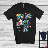 MacnyStore - Personalized T-Rex Astronaut; Lovely 5th Birthday Custom Name 5 Years Old; Dinosaur Lover T-Shirt